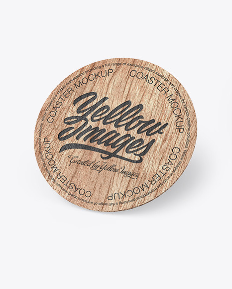 Wood Beverage Coaster Mockup PSD #2