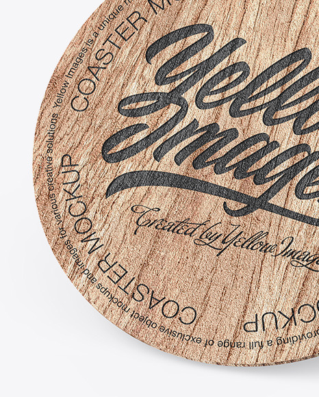 Wood Beverage Coaster Mockup PSD #4