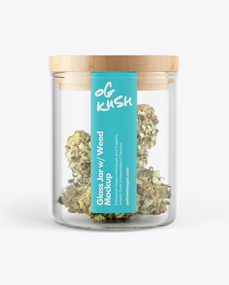 Glass Jar w/ Weed Buds Mockup in Jar Mockups on Yellow Images Object Mockups