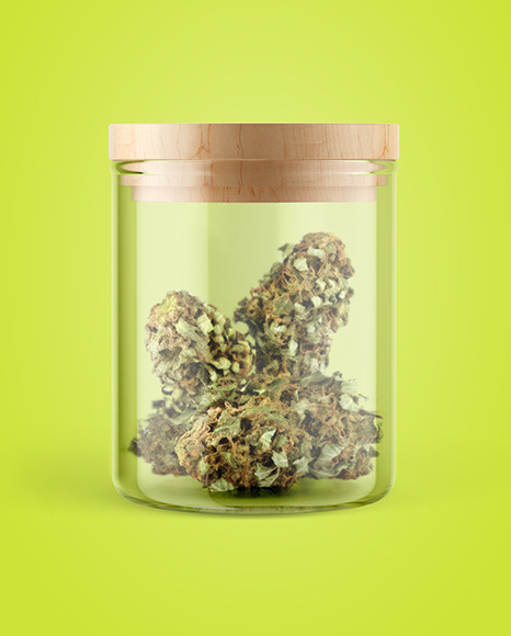 Download Glass Jar w/ Weed Buds Mockup in Jar Mockups on Yellow Images Object Mockups