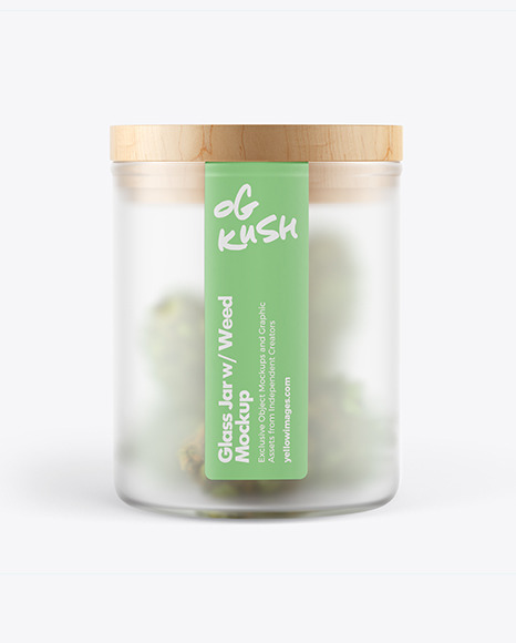 Download Frosted Glass Jar W Weed Buds Mockup In Jar Mockups On Yellow Images Object Mockups PSD Mockup Templates