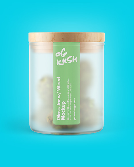 Download Frosted Glass Jar W Weed Buds Mockup In Jar Mockups On Yellow Images Object Mockups PSD Mockup Templates