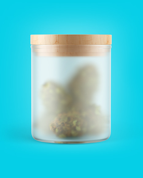 Frosted Glass Jar W Weed Buds Mockup In Jar Mockups On Yellow Images Object Mockups