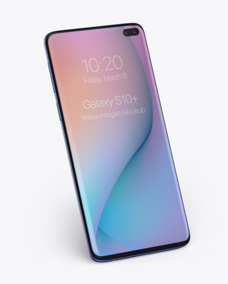 Samsung Galaxy S10 Mockup In Device Mockups On Yellow Images Object Mockups