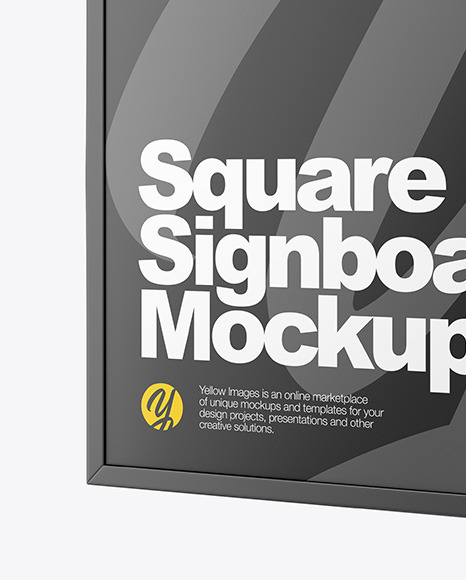 Metallic Square Signboard Mockup in Outdoor Advertising Mockups on
