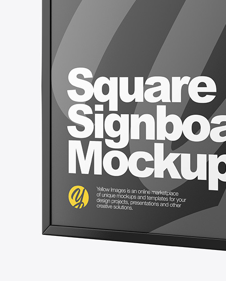 Download Plastic Square Signage Mockup in Outdoor Advertising Mockups on Yellow Images Object Mockups