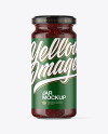 Clear Glass Raspberry Jam Jar Mockup