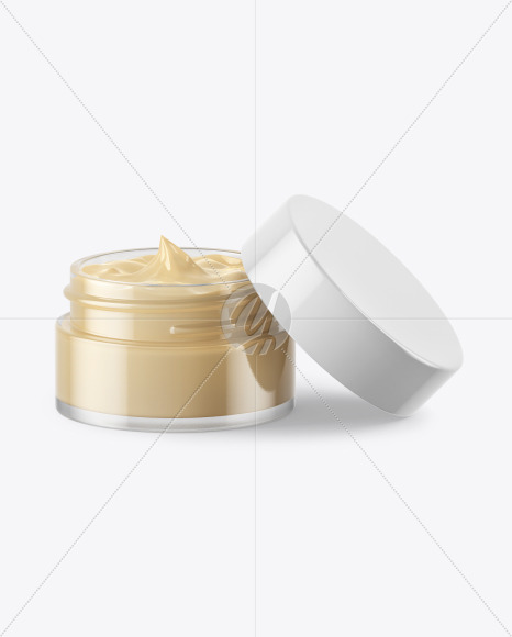 Opened Clear Glass Cosmetic Jar Mockup In Jar Mockups On Yellow Images Object Mockups