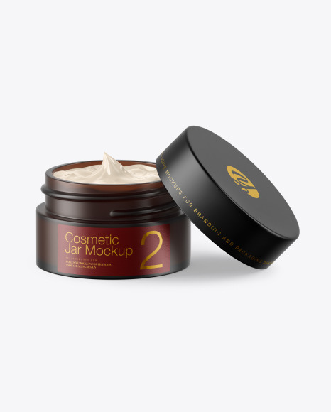 Download Opened Dark Frosted Amber Glass Cosmetic Jar Mockup In Jar Mockups On Yellow Images Object Mockups PSD Mockup Templates