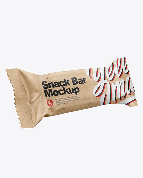 Download Two Kraft Paper Snack Bars Mockup In Flow Pack Mockups On Yellow Images Object Mockups