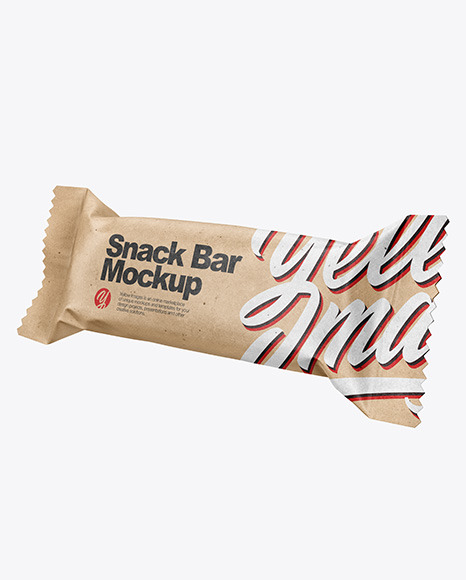 Download Two Kraft Paper Snack Bars Mockup In Flow Pack Mockups On Yellow Images Object Mockups PSD Mockup Templates