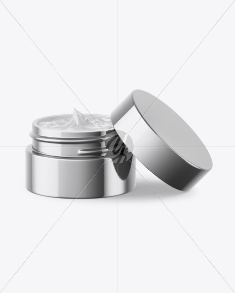 Download Opened Green Glass Cosmetic Jar In Wooden Shell Psd Mockup Yellowimages