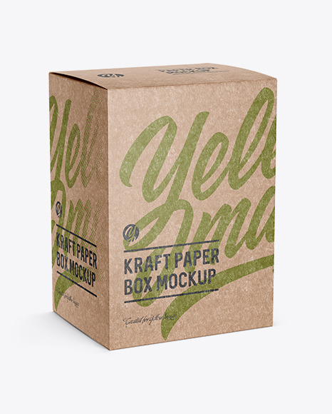 Download Kraft Paper Box Mockup Halfside View In Box Mockups On Yellow Images Object Mockups PSD Mockup Templates