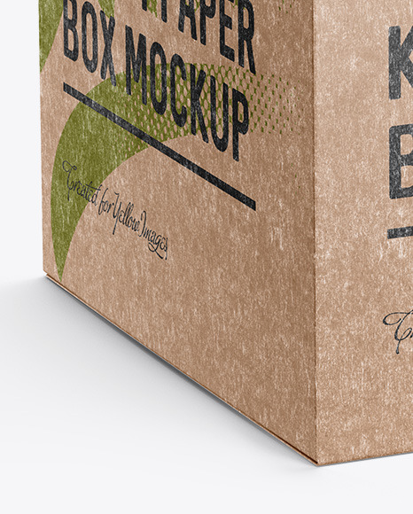 Download Kraft Paper Box Mockup Halfside View In Box Mockups On Yellow Images Object Mockups