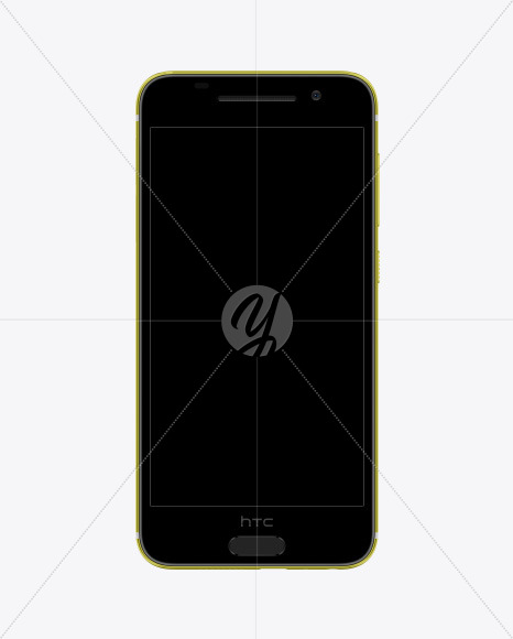 Download Acid Gold Htc A9 Phone Mockup In Device Mockups On Yellow Images Object Mockups PSD Mockup Templates