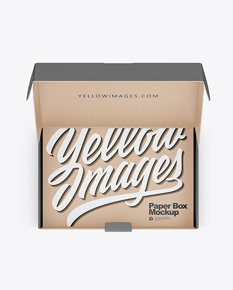 Download Opened Kraft Box Mockup In Box Mockups On Yellow Images Object Mockups PSD Mockup Templates