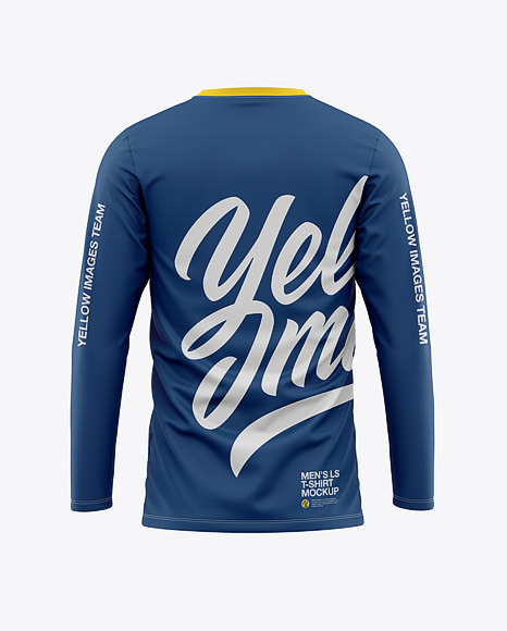 Download Men S Long Sleeve T Shirt Mockup Back View In Apparel Mockups On Yellow Images Object Mockups PSD Mockup Templates