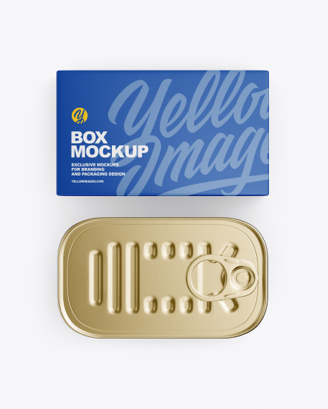 Download Box With Tin Can Mockup In Box Mockups On Yellow Images Object Mockups Yellowimages Mockups