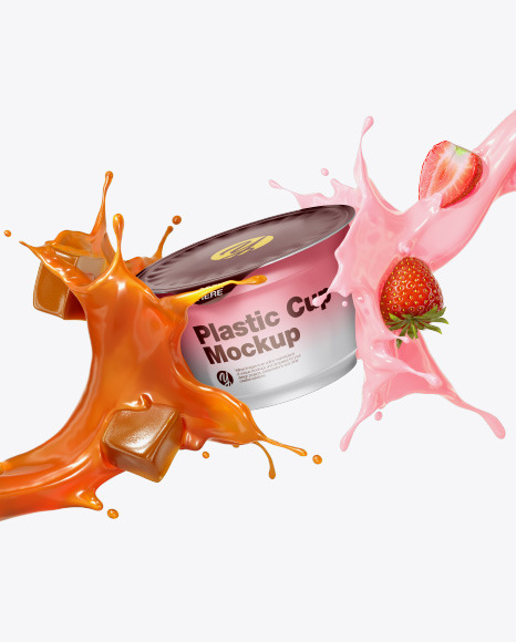 Plastic Cup with Splashes Mockup