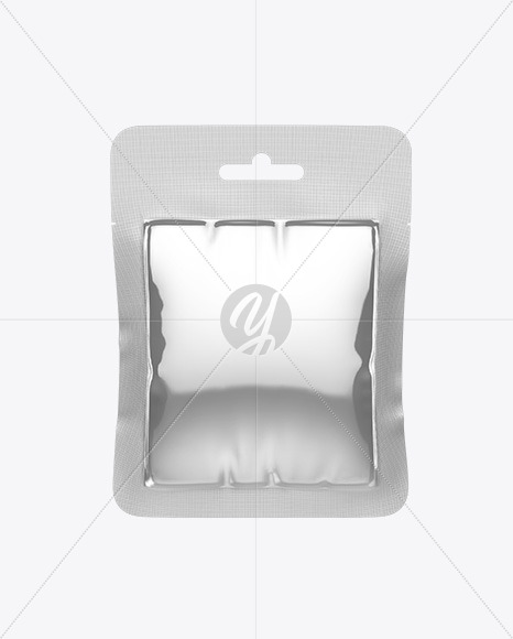 Glossy Metallic Snack Bag Mockup In Flow Pack Mockups On Yellow Images Object Mockups