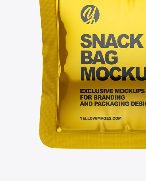 Glossy Metallic Snack Bag Mockup