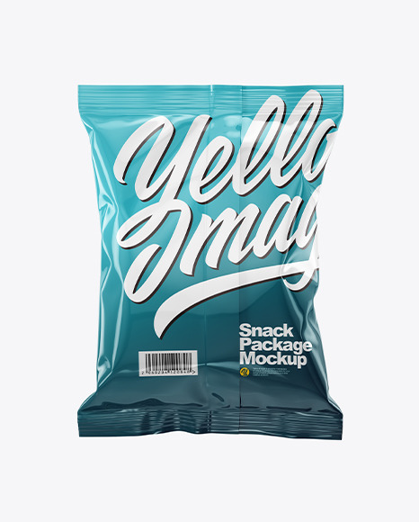 Download Glossy Snack Package Mockup Back View In Bag Sack Mockups On Yellow Images Object Mockups PSD Mockup Templates