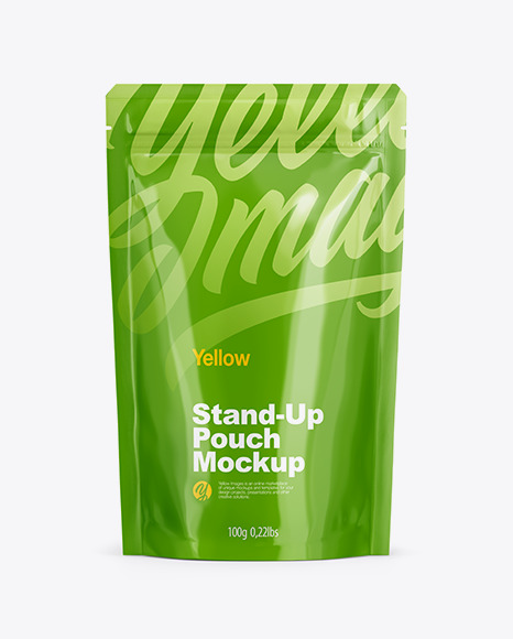 Download Glossy Stand Up Pouch With Zipper Mockup Front View In Pouch Mockups On Yellow Images Object Mockups Yellowimages Mockups