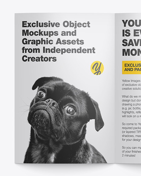 Download Glossy Brochure Mockup In Stationery Mockups On Yellow Images Object Mockups PSD Mockup Templates