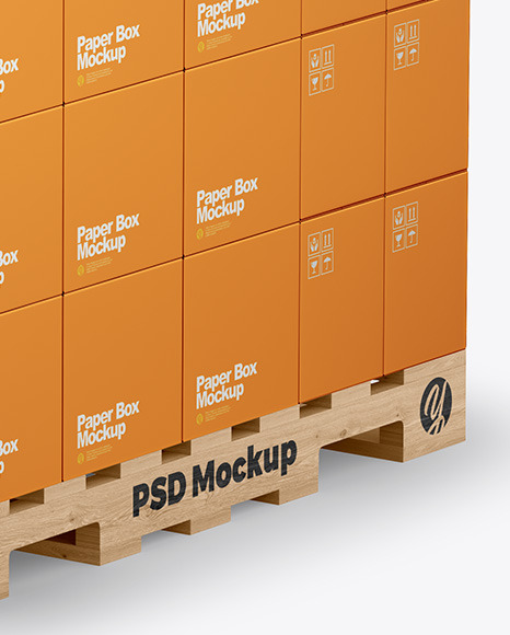 Download Pallet Mockup In Box Mockups On Yellow Images Object Mockups PSD Mockup Templates