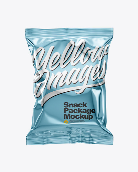 Download Metallic Snack Package Mockup In Bag Sack Mockups On Yellow Images Object Mockups