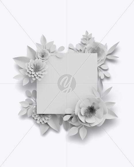 Download Paper Flower Square Frame Mockup In Object Mockups On Yellow Images Object Mockups PSD Mockup Templates