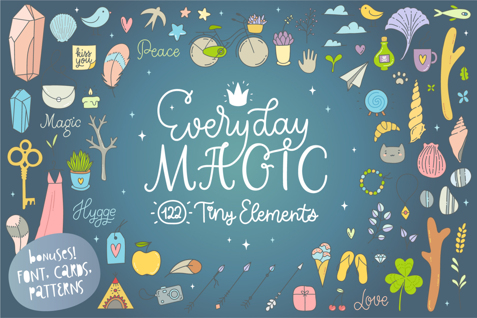 Everyday Magic Vector Set Bonuses In Illustrations On Yellow Images Creative Store