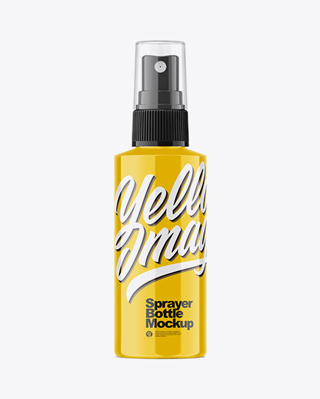 Glossy 60ml Spray Bottle Mockup in Bottle Mockups on Yellow Images Object Mockups