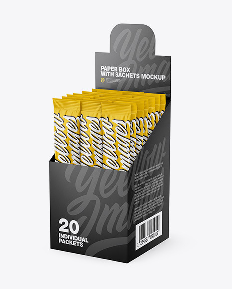 Download Opened Textured Box W 20 Matte Sachets - Free stationery branding mockup to showcase your ...