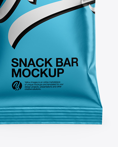 Download Glossy Metallic Snack Bar Mockup In Flow Pack Mockups On Yellow Images Object Mockups Yellowimages Mockups