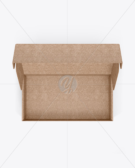 Download Opened Kraft Paper Box Mockup Half Side View In Box Mockups On Yellow Images Object Mockups Yellowimages Mockups