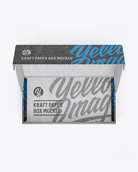 Opened Kraft Paper Box Mockup   Top View PSD #5