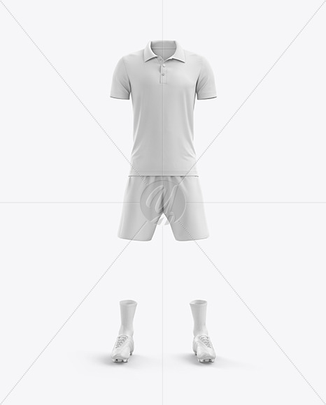 Download Men S Full Soccer Kit With Lace Up Jersey Mockup Front View In Apparel Mockups On Yellow Images Object Mockups