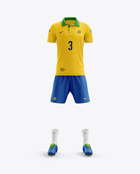 Download Men's Full Soccer Kit with Open Collar mockup (Front View ...