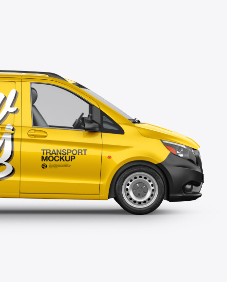 Panel Van Mockup Side View In Vehicle Mockups On Yellow Images Object Mockups