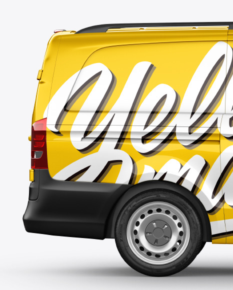 Download Panel Van Mockup Side View In Vehicle Mockups On Yellow Images Object Mockups PSD Mockup Templates