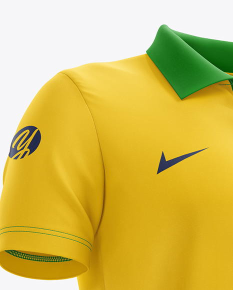 Men S Full Soccer Kit With Open Collar Mockup Hero Shot In Apparel Mockups On Yellow Images Object Mockups