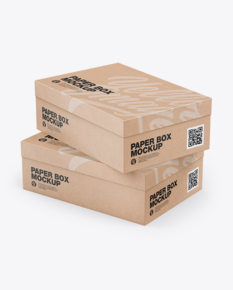 Two Kraft Boxes   Half Side View PSD #2