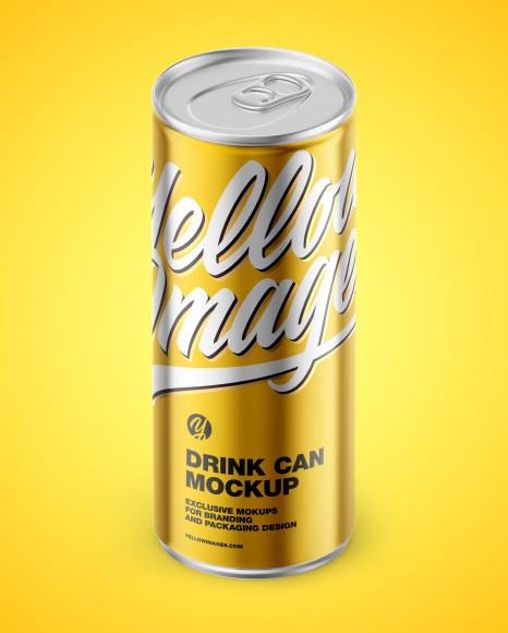 Glossy Metallic Drink Can Mockup PSD #2