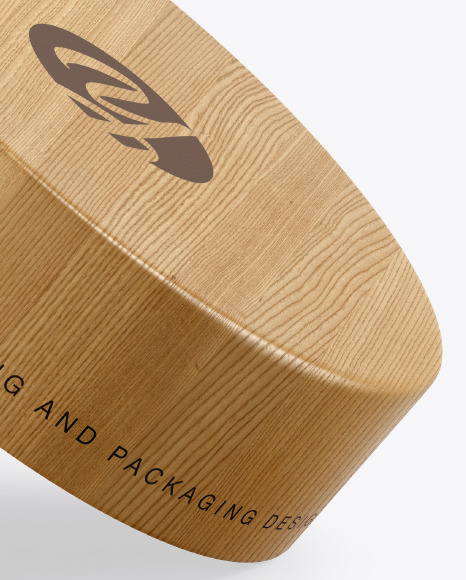 Opened Blue Glass Cosmetic Jar in Wooden Shell Mockup PSD #7