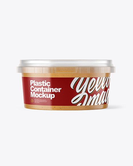 Download Plastic Container With Peanut Butter Mockup In Pot Tub Mockups On Yellow Images Object Mockups PSD Mockup Templates