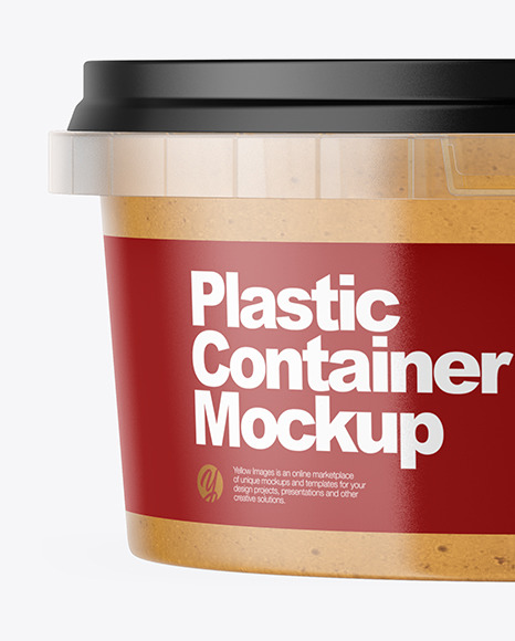 Download Plastic Container With Peanut Butter Mockup In Pot Tub Mockups On Yellow Images Object Mockups PSD Mockup Templates