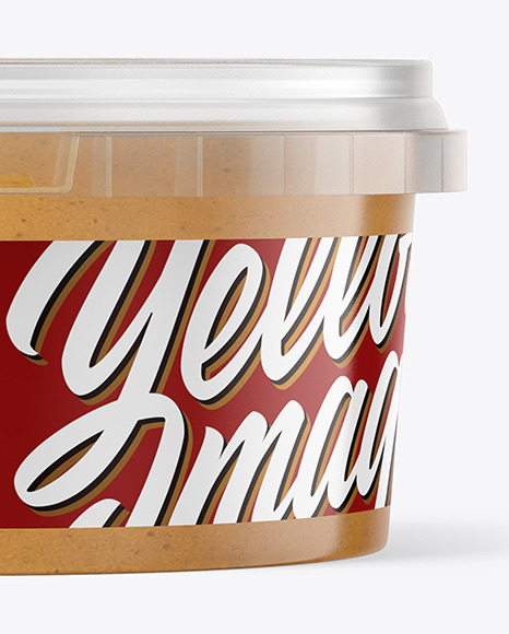 Plastic Container with Peanut Butter Mockup