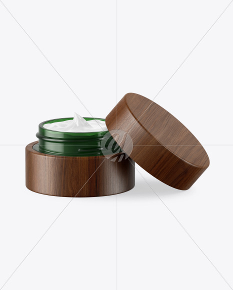 Download Opened Dark Amber Glass Cosmetic Jar In Wooden Shell Mockup In Jar Mockups On Yellow Images Object Mockups Yellowimages Mockups