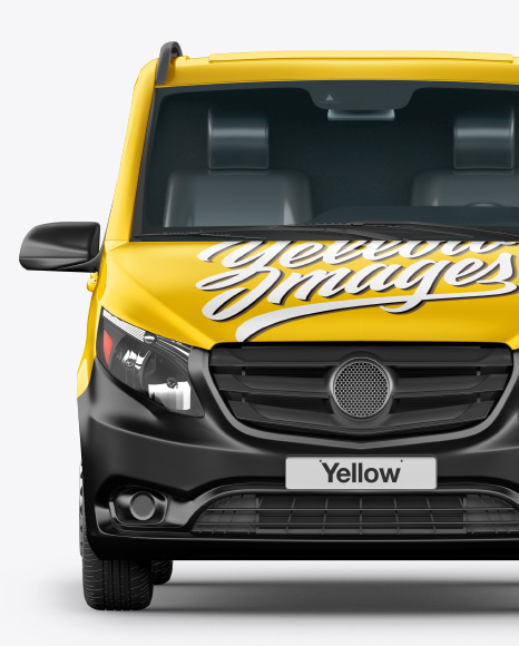 Download Panel Van Mockup Front View In Vehicle Mockups On Yellow Images Object Mockups PSD Mockup Templates